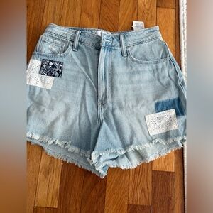 Hollister Light Blue Denim Shorts with Patchwork